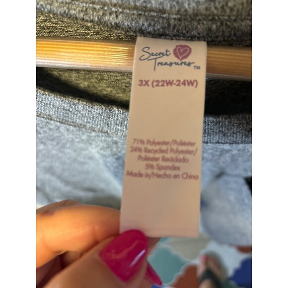 Secret Treasures NWT Grey Long Sleeve Round Neck Sleepwear Top SZ 3XL - Picture 5 of 8